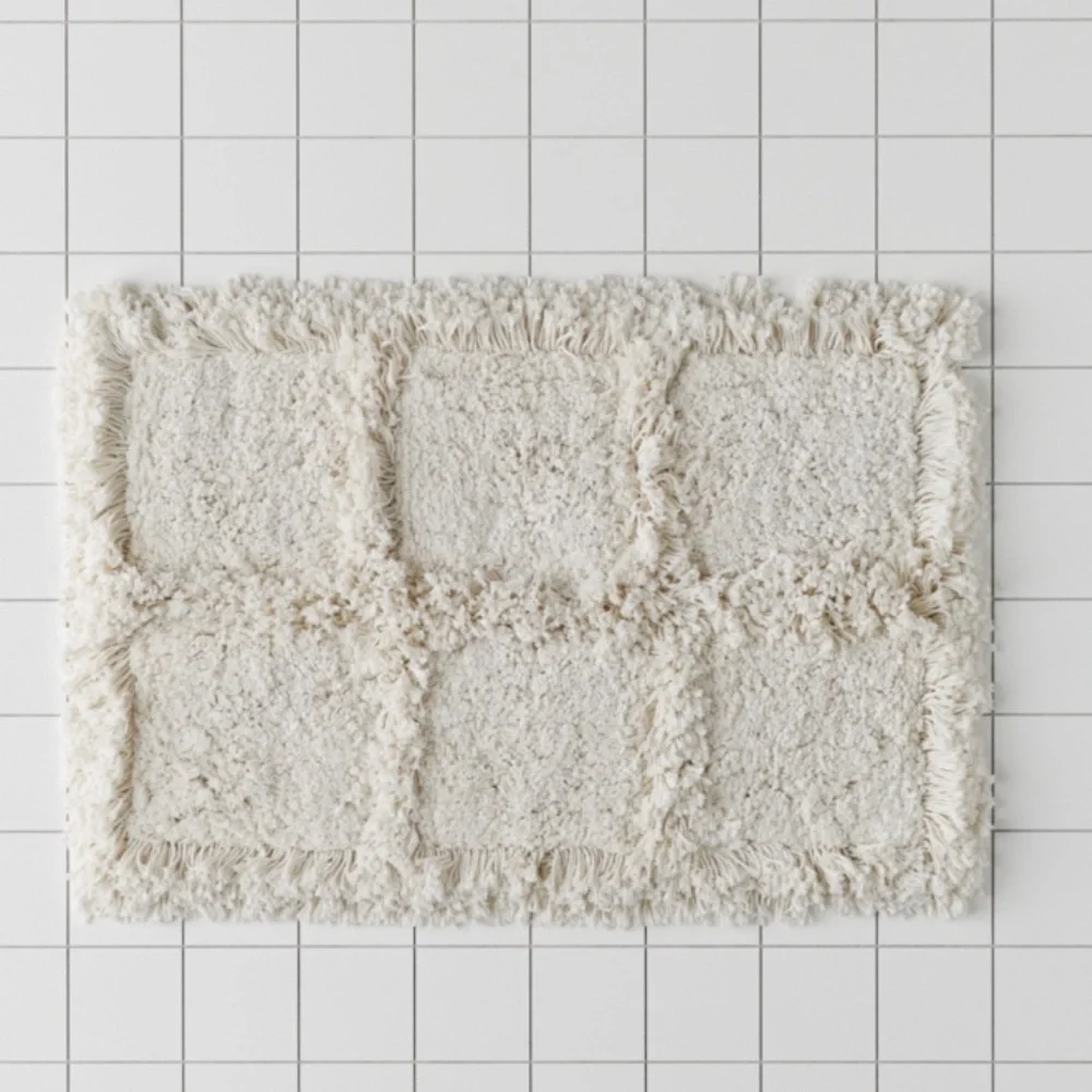 Urban Outfitters Shaggy Grid Bath Mat NWT